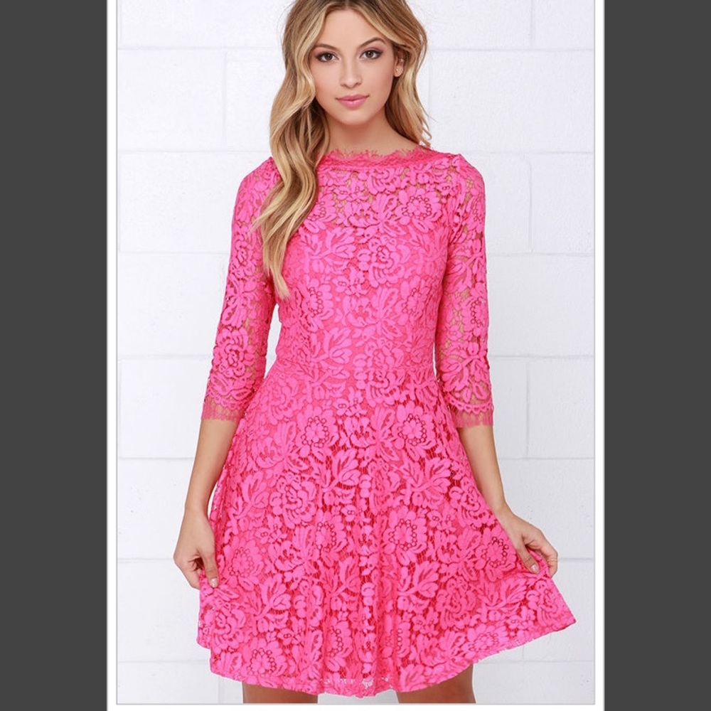 Lulus pink lace dress